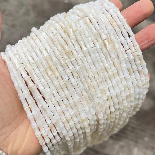 Cuentas espaciadoras sueltas con forma de bambú concha para hacer joyas collar hecho a mano - Imagen 5 de 7