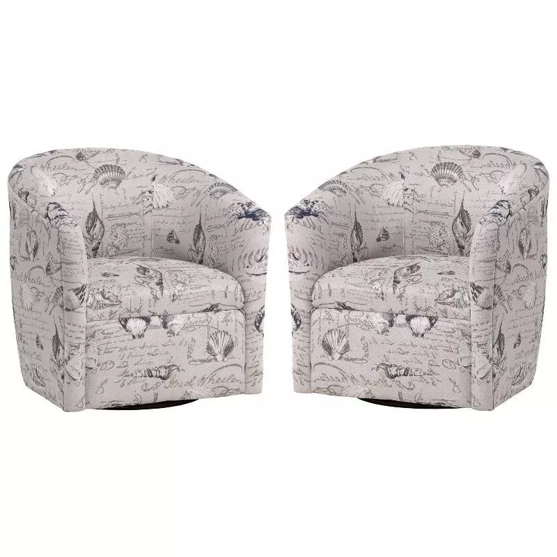 Home Square Coastal Polyester Fabric Swivel Accent Chair in Gray