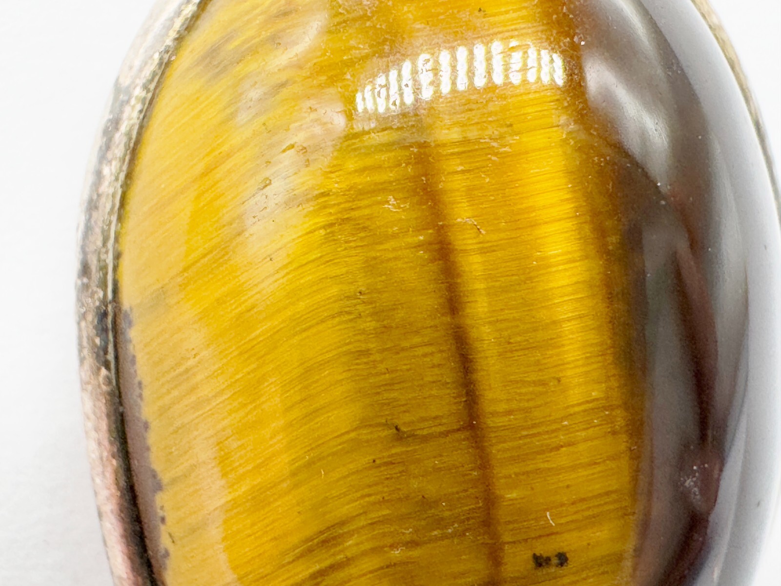 VINTAGE SOLID SILVER TIGERS EYE SOITAIRE PENDANTL… - image 5