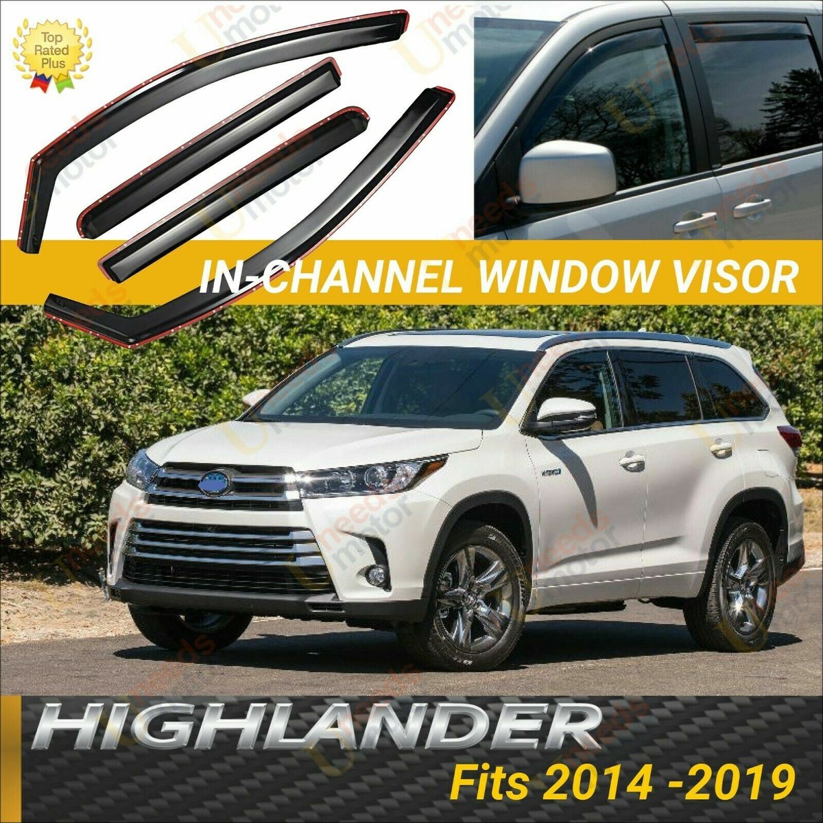 Fits Toyota Highlander 2014-2019 In-Channel Vent Window Visors