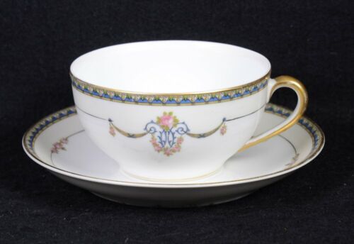 Vintage NORITAKE #61235 LAUREATE Blau Rosa Gold Geschirr: 8-teiliges Gedeck - Bild 3 von 9