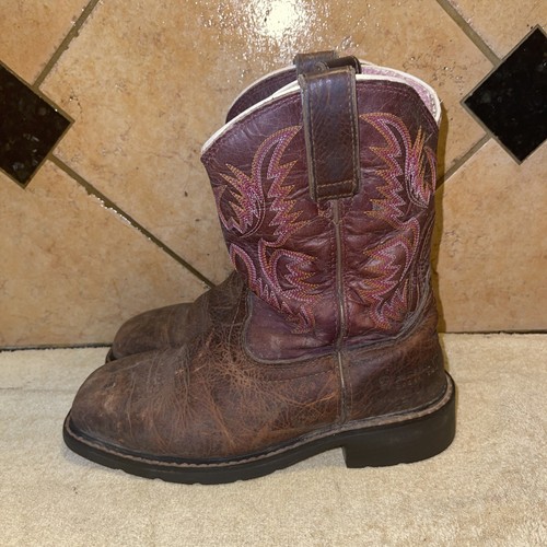 Ariat 10009494 Brown Leather Steel Toe Western Work Boots sz 6.5 B FREE SHIPPING - Picture 3 of 7