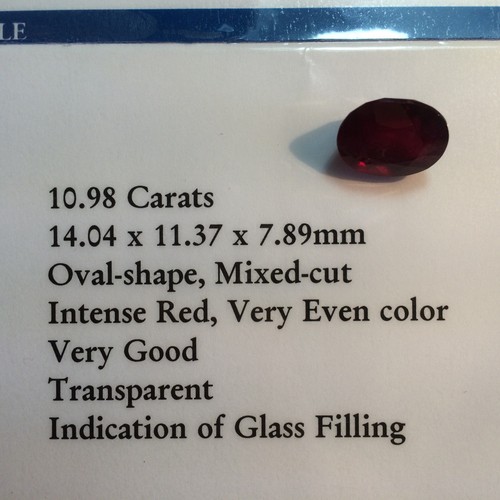 10.98cts Certified Natural Oval-cut Intense Red VVS Ruby (Africa) - Picture 11 of 11