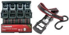 4-Pack New Sealed Husky 12 ft Ratchet Tie-Down Set S-Hook 500 lb Medium Duty 12'