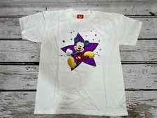 VTG Mickey Mouse Running Star Logo Graphic Disney 90s Youth T-Shirt NIP - YL