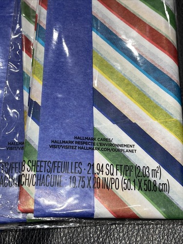 Hallmark Tissue Paper Lot of 4 Packages Blue And Stripes Sealed NEW - Picture 3 of 4