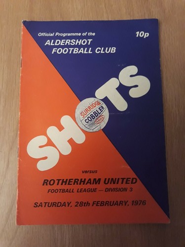 1975/76 ALDERSHOT v ROTHERHAM UNITED 28th Feb 1976