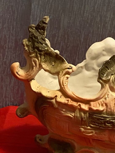 Antique GERMAN Ceramic BISQUE Vase PLANTER Hand Crafted WOMAN & SHIP #10032 - Picture 6 of 11