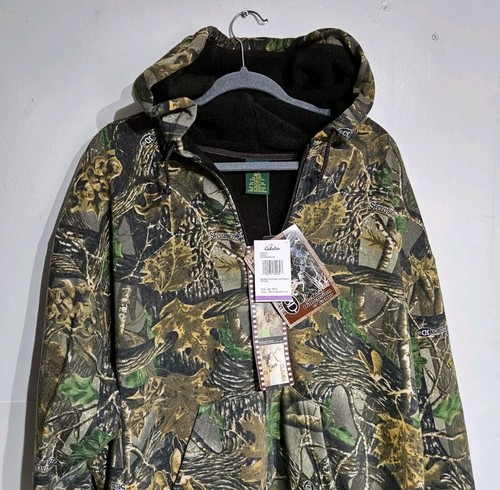 Cabelas Fleece Lined Berber Seclusion 3D Camo Men's 2XL Hooded Sweatshirt ☆ New - Picture 2 of 11