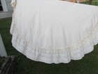 SOLD--Art Deco Ivory Round Eylet Floor length table cloth 8" ruffel Great! WHOW