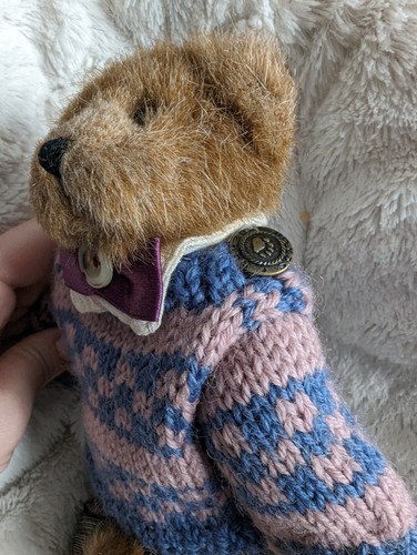 Vintage Boyds Bearwear Bär Strickpullover 8 Zoll Teddyfliege angezogen Papa Mann - Bild 2 von 6