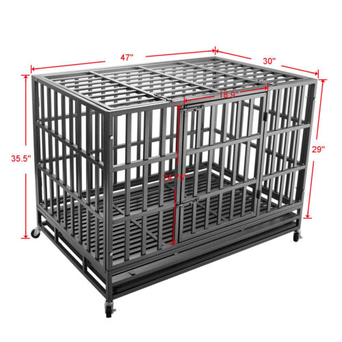 Heavy Duty Dog Kennel Pet Iron Crate Cage 47 inch New - Picture 2 of 9