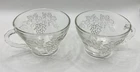 2 Anchor Hocking Punch Cups Clear Glass Grapes Grape Leaf Vintage