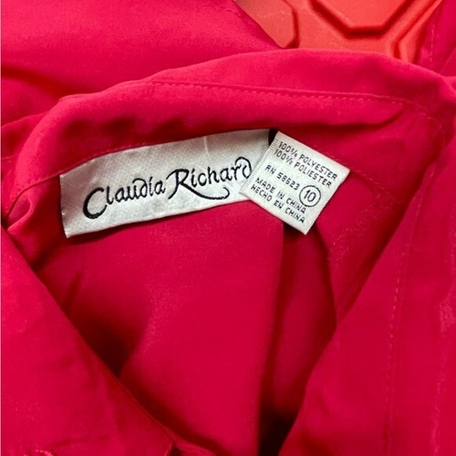 Vintage Claudia Richard Silky Rose Embroidered Puffed Sleeve Blouse Size 10 - Picture 11 of 11
