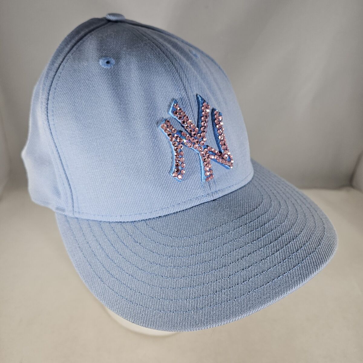 New York Yankees Womens Hat Bling Rhinestones Fitted 7 3/8 New York Yankees Womens Hat Bling Rhinestones Fitted 7 3/8