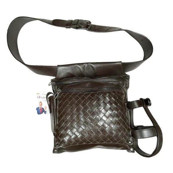Bottega Veneta Bum Sling Pack Fanny Belt Leather Woven Multi Pocket Holder Bag