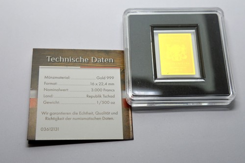 999 GOLD CHAD 3000 FRANCS GERMAN COAT OF ARMS BRANDENBURG 1/500OZ FINE GOLD COIN - Picture 6 of 7
