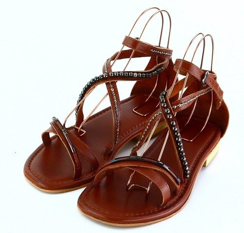 Sandal aus Leder Gr. 43 Braun Damen Sommerliche Freizeit-Schuhe RPW