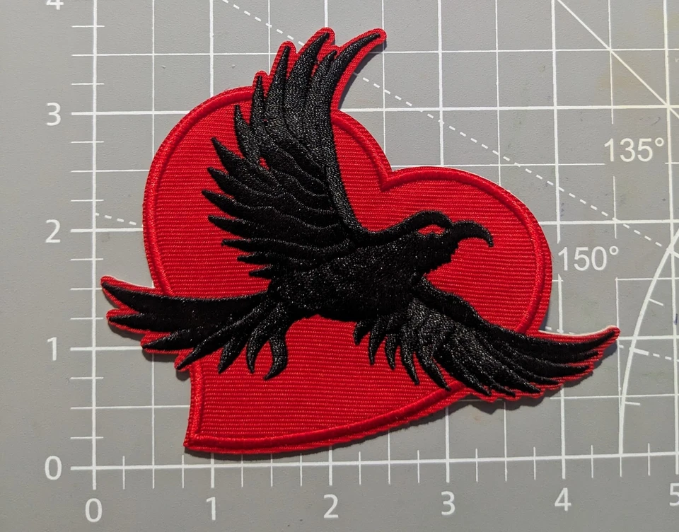 Crows Lover Patch Animal Crimson Heart Goth Patch Embroidered Iron On 3.75x4.5" - Image 2 of 3