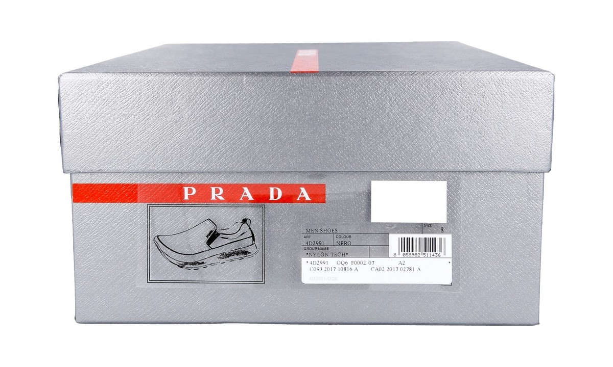 AUTH LUXURY PRADA SNEAKERS SLIP-ON SHOES 4D2991 BLACK NEW US