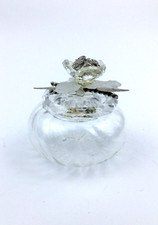 Scatolina Artigianale Vetro Soffiato Ottico con Applicazione Fiore Made in Italy