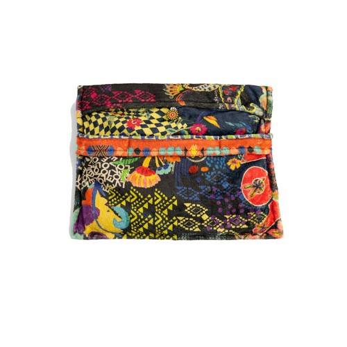 Johnny Was Jenny Black Cozy Travel Blanket Hearts Love Reversible Home Lounge NW - Picture 5 of 7