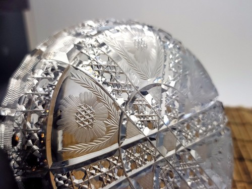 Vintage ABP Antique American Brilliant Cut Glass Round Flower Serving Dish 8" - Picture 13 of 20