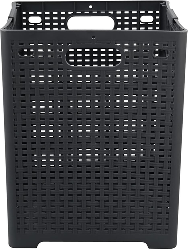 42L Plastic Collapsible Laundry Basket - Gray Folding Hamper - Picture 7 of 12