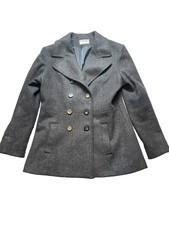 Mario De Pinto Pea Coat Womens Extra Large Gray Double Breasted Wool Nylon Usa