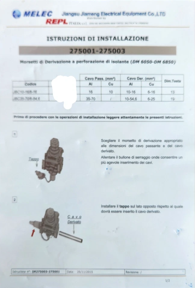 Morsetto Rubacorrente A Perforazione Cavi 35-70mm2 - Image 3 of 4