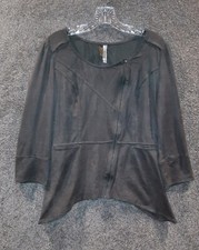 Miilla Clothing Women's Faux Suede Jacket Top Size L Side Way Zipper Pre-owned 