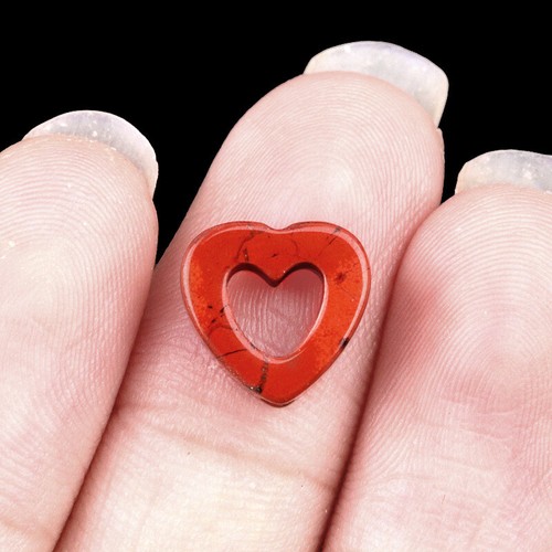 40pcs Natural Red Jasper Stone Gemstone Hollow Heart Spacer Loose Beads DIY - Picture 6 of 6