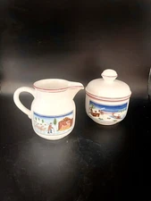 Villeroy & Boch Naif Christmas Cream pitcher & Lidded Sugar Bowl