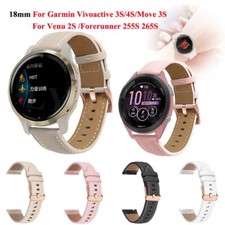 18mm Leather Watch Band for Garmin 255S 265S Venu 2S Vivoactive 4S 3S Strap Belt
