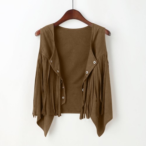 Women Open Front Shrug Cropped Shawl Cardigan Coat Top Jacket Tassel Vest Gilet - Picture 6 of 30