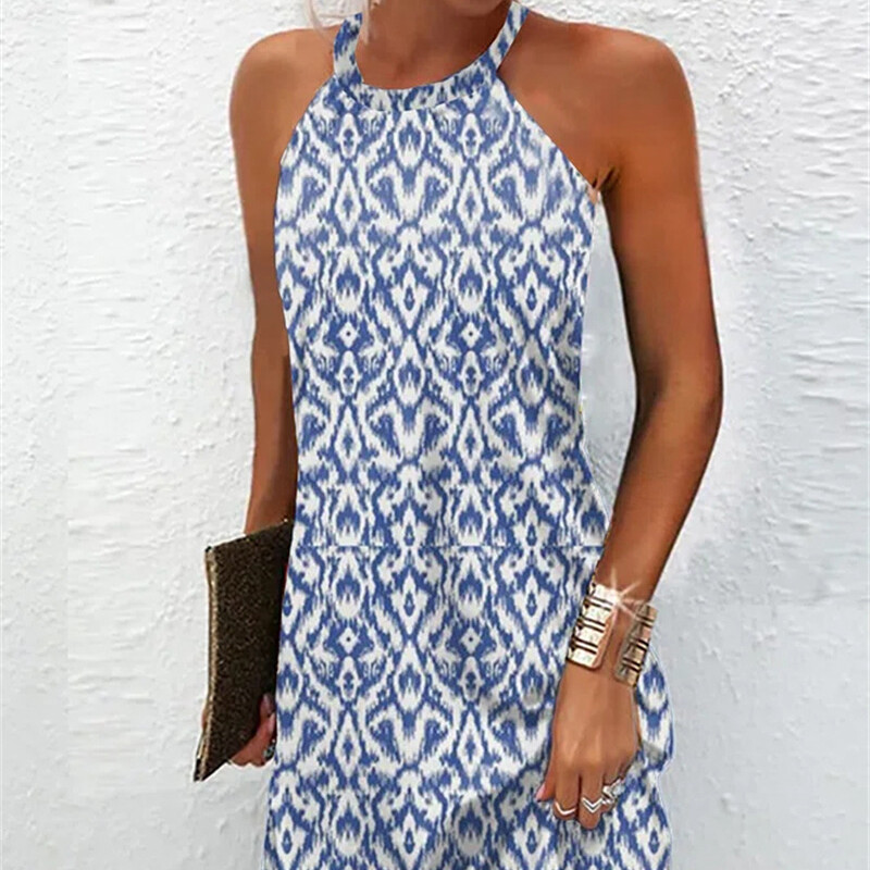 Womens Floral Sleeveless Sundress Summer Ladies Beach Loose Causal Mini Dresses - Picture 4 of 18