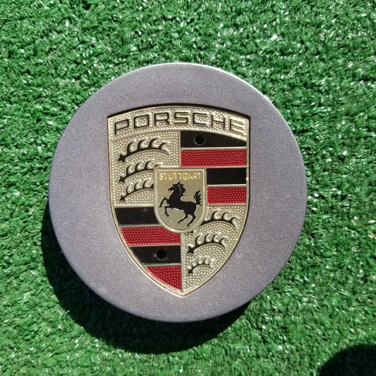 One Factory Porsche Wheel Center Cap Matte Satin Charcoal Genuine OEM