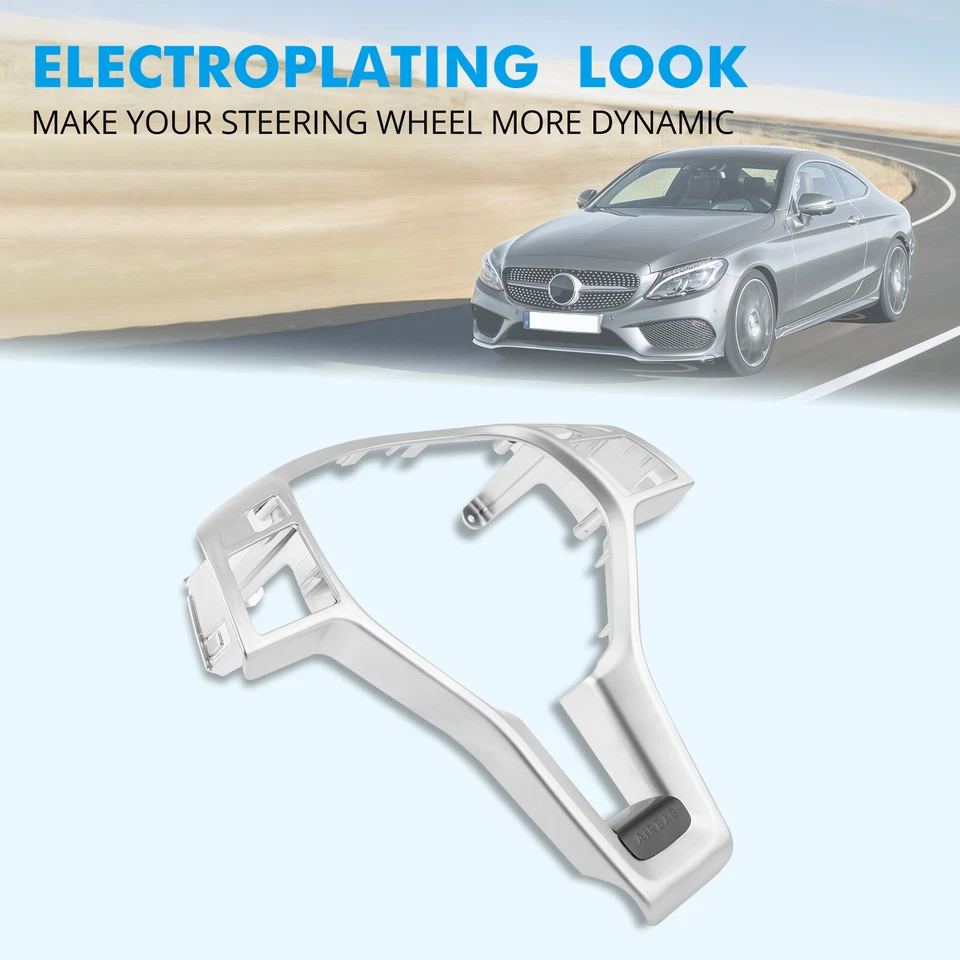 Cubierta embellecedora volante estilo AMG plateada para Mercedes Benz W204 C63 clase C Foto 3 de 4