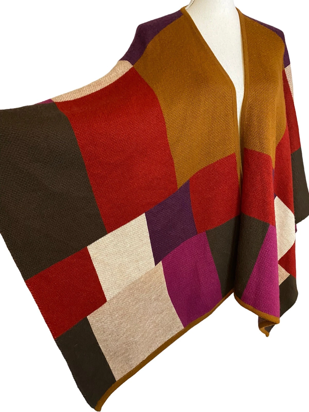 Coldwater Creek One Size Wool Blend Poncho Shawl Cape Artsy Boho Western Hippie