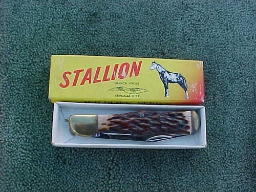 Collectible PARKER CUT CO Surgical Steel Pocketknife Japan Bone STALLION NIB NOS