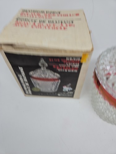 Vintage Indiana Ice Bucket Glass Decanter W/Lid Cover Ruby Band Diamond Point - Picture 7 of 8