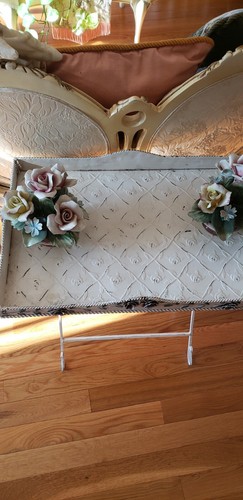 Vintage Metal Roses Tray Table Ivory Rose Coffee Folding Plant Stand Tole Vintage Metal Roses Tray Table Ivory, Ivory Coffee Table Tray
