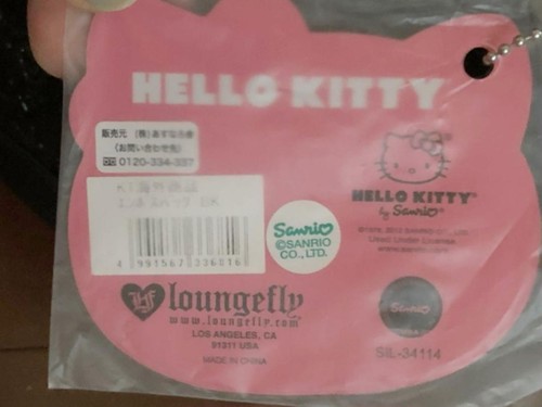 Bolso de Mano Sanrio Hello Kitty Loungefly en relieve negro patente cinta nuevo - Imagen 8 de 11