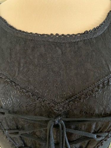 Vintage 01 Advance Apparel Long Black Gray Tie Dyed Handkerchief Corset Bodice S - Picture 7 of 23