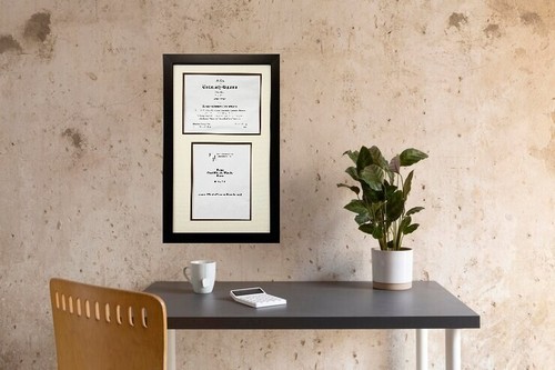 Graduation Double Diploma Certificates Wood Frame Two 8.5x11 Vertical Horizontal - Picture 2 of 4