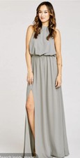 Show me your mumu Heather Halter maxi Dress gray blue sz Medium M