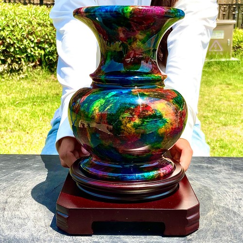 6.48LB Rainbow Crystal Vase - Handcrafted Colorful Gemstone Display Piece - 第 1/13 張圖片