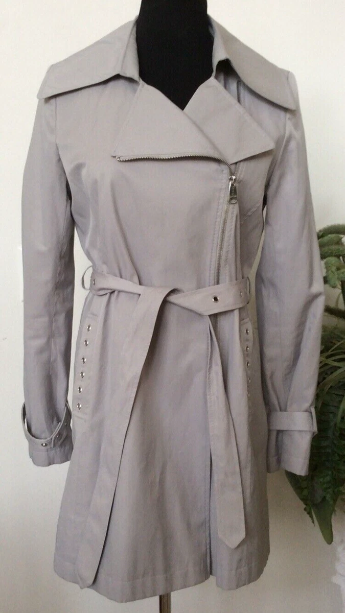 Via Spiga Womens Beige Water Repellent Cotton Blend Trench Coat Size M EUC 180
