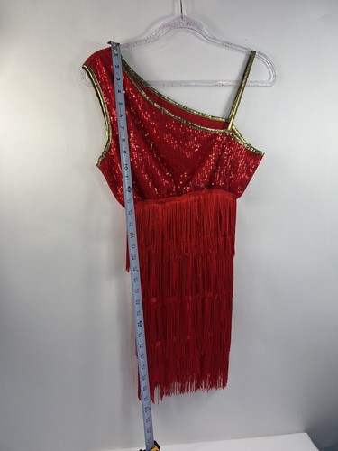 Forum Novelties Roaring 20's Flapper Dress Youth Sz Standard Red Gold Trim - Picture 4 of 9