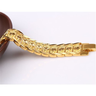 ブレスレット Brass Heavy Strap Link Chain Bracelet / Cuff Gold cuff bracelet chain link skinny chains wide bangle
